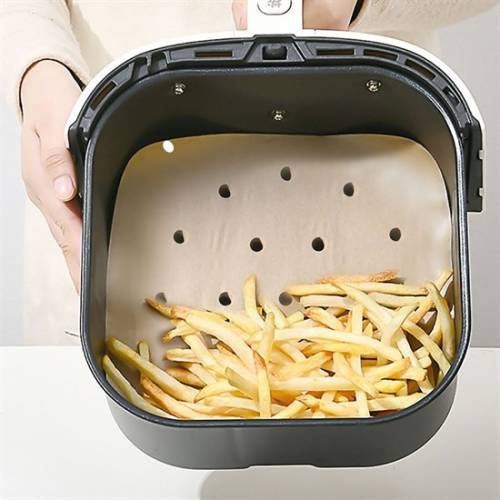 100 Adet Air Fryer Pişirme Kağıdı Tek Kullanımlık Hava Fritöz Yapışmaz Yağlı Kağıt Delikli Model (4247) - 2