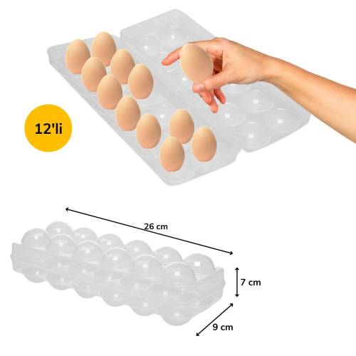 12&aposli Şeffaf Kapaklı Kilitli Yumurta Saklama Kabı Kutusu Aparatı (4247) - 2