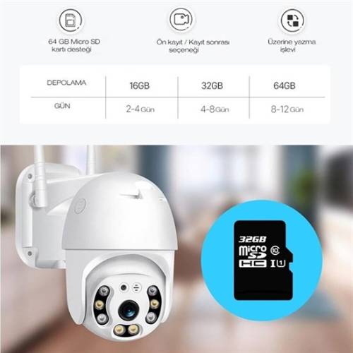 2.0 MP HD Lens İç Dış Mekan Suya Danıklı IP Wifi Network Güvenlik Kamerası Wifi Kamera (4247) - 1