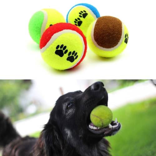 3&aposlü Renkli Desenli Tenis Topu Kedi Köpek Oyuncağı (4247) - 2