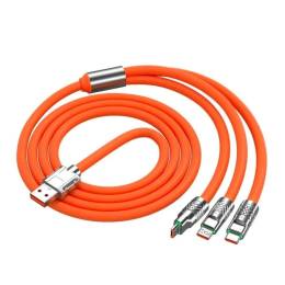 3 in 1 Type-C + Micro Usb + Lightning Hızlı Şarj Kablosu Silikon Kablo 1 Metre Opp Ambalaj (4247)