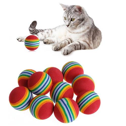 3lü Gökkuşağı Sünger Kedi Köpek Çiğneme Oyun Topu 4,2 cm (4247) - 1