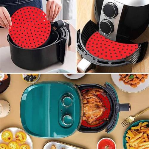 Airfryer Yuvarlak Model Pişirme Matı Kırmızı 20 Cm ve 7 Gözlü Airfryer Cupcake Kalıbı (4247) - 2