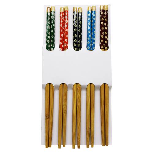 BAMBOO CHOPSTİCKS DESENLİ BAMBU 10 PARÇA STICK ÇİN ÇUBUK SUŞİ KAŞIK (4247) - 0