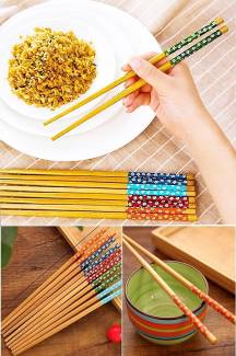 Bambu Chopstick Çubuk Yemek Çubuğu Yıkanabilir Tekrar Kullanılabilir (10 Çift- 20 Adet ) (4247)