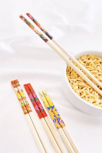 Bambu Chopstick Çubuk Yemek Çubuğu Yıkanabilir Tekrar Kullanılabilir (10 Çift- 20 Adet ) (4247) - 1