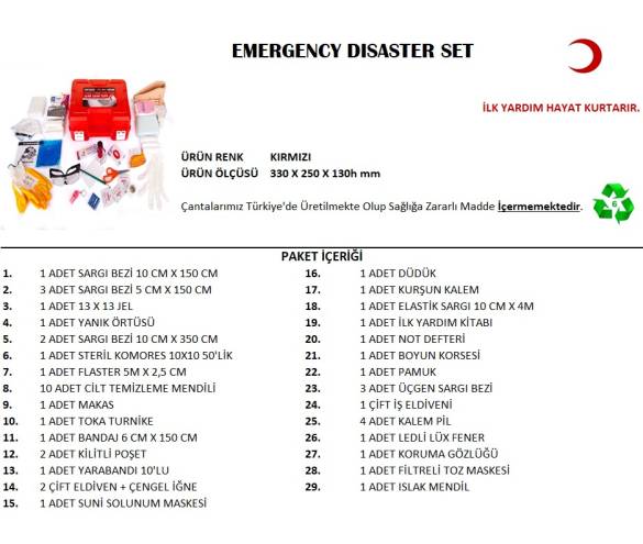 Büyük Boy Acil Afet Seti Deprem Yardım Seti (4247) - 2