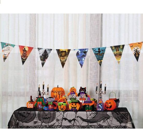 Cadılar Bayramı Halloween Flama Bayrak Banner Süs 8 li 3 Metre (4247) - 0