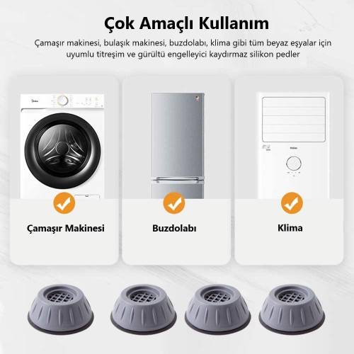 Çamaşır Makinesi Titreşim Önleyici Kaydırmaz Vantuzlu Stoper Set (4247) - 1