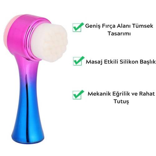 Çift İşlevli Renkli Cilt Yüz Temizleme Fırçası Peeling Masaj Etkili Gözenek Temizleyici Alet (4247) - 2