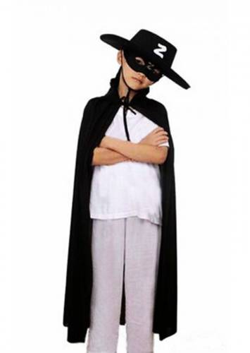 Çocuk Boy Zorro Pelerin + Şapka + Maske Kostüm Seti (4247) - 0