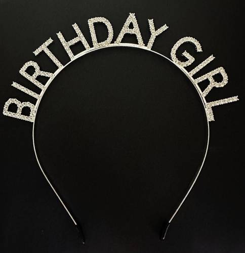 Gümüş Kristal Taşlı Birthday Girl Doğum Günü Tacı İthal Ürün A Kalite 17x16 cm (4247) - 0