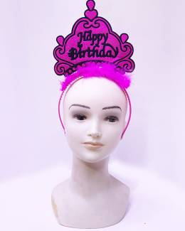 Happy Birthday Neon Fuşya Renk Doğum Günü Tacı 24x15 cm (4247)