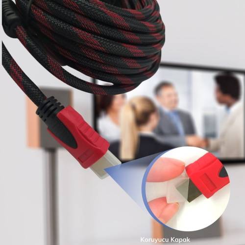 HDMI Kablosu HDTV Bilgisayar Uydu Görüntü Ses Full HD Sargılı Görüntü Aktarma Kablosu (4247) - 1