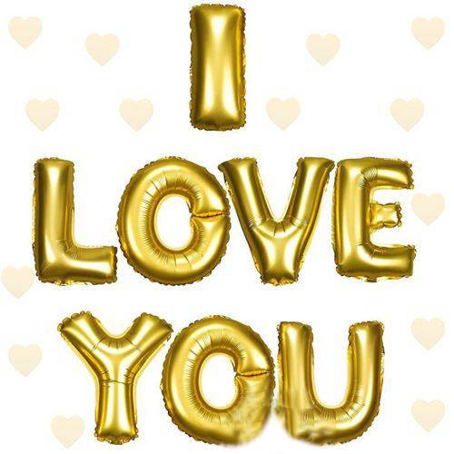 I Love You Folyo Balon Altın Renk 35 CM (4247) - 0