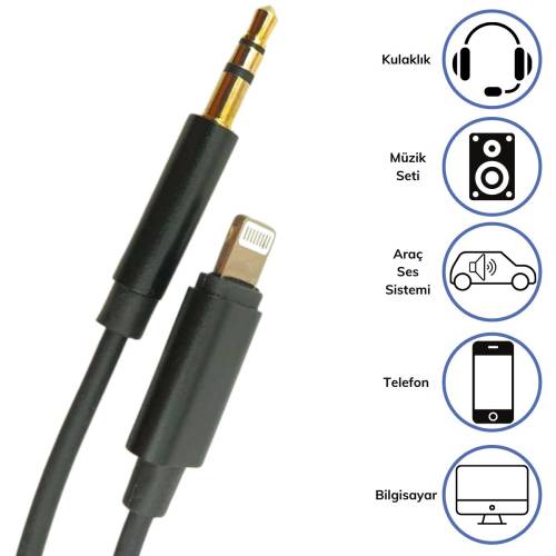 iPhone Lightning Aux Araç Dönüştürücü Ses Kablosu 3.5 mm Jack Girişli (4247) - 2