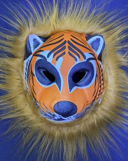 Kahverengi Peluş Saçlı Kırılmaz Yumuşak Tiger Maskesi 22x19 cm (4247)