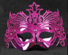 Metalik Fuşya Pembe Renk Masquerade Kelebek Simli Parti Maskesi 23x14 cm (4247) - Thumbnail (2)