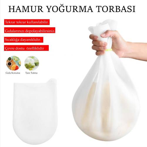 Orta Hamur Torbası Silikon Şeffaf Hamur Yoğurma Torbası Ekmek Makarna Mantı Hamuru Kolay Yoğurma (4247) - 2