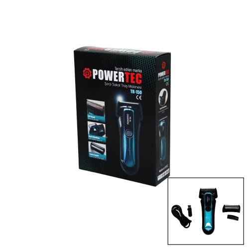 POWERTEC TR-150 ŞARJLI ÇİFT BIÇAK SIFIR SAKAL TRAŞ MAKİNESİ BIYIK DÜZELTME - YEDEK BAŞLIK (4247) - 0