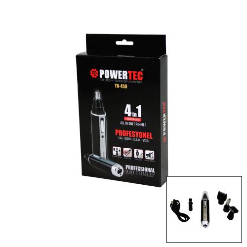 POWERTEC TR-450 4İN1 KAŞ - BURUN - KULAK - SAKAL ŞARJLI TRAŞ MAKİNESİ (4247) - 0