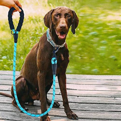 Reflektörlü Fosforlu Köpek Gezdirme Halatı Tasma Kayışı Metal Kancalı 130 cm (4247) - 2