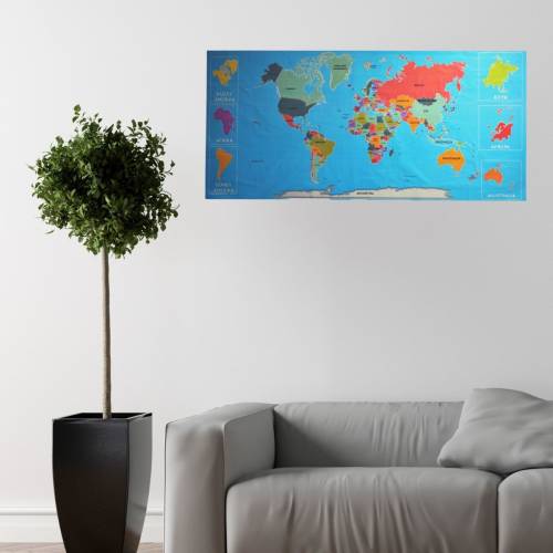 Renkli Atlas Dünya Haritası Manyetik Yapıştırıcı Gerektirmeyen Duvar Stickerı 118 CM * 56 CM (4247) - 2