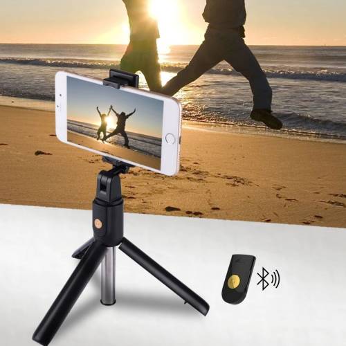 Sabitlenebilir Cep Telefon Tutucu Ayarlanabilir Taşınabilir 3 Ayaklı Tripod Selfie Çubuğu (4247) - 0