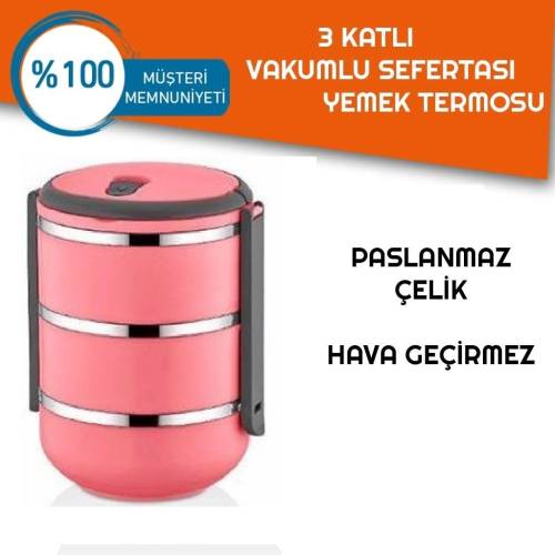 Sefer Tası Yemek Termosu Saklama Kabı Termosu 3lü - ÇELİK (4247) - 0