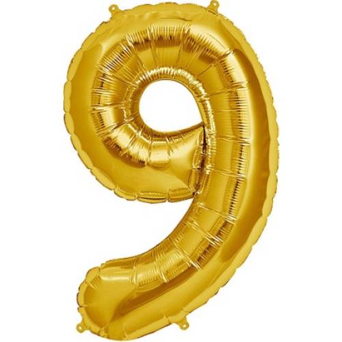 Şekilli Supershape Gold Rakam Folyo Balon 9 Numara (4247) - 0