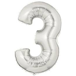 Şekilli Supershape Silver Rakam Folyo Balon 3 Numara (4247)