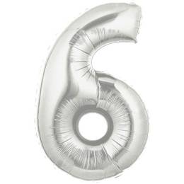 Şekilli Supershape Silver Rakam Folyo Balon 6 Numara (4247)