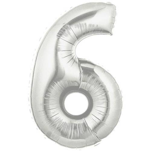 Şekilli Supershape Silver Rakam Folyo Balon 6 Numara (4247) - 0