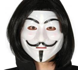 Siyah Renk Takma Kısa Saç ve V For Vendetta Maskesi Anonymous Maskesi (4247)