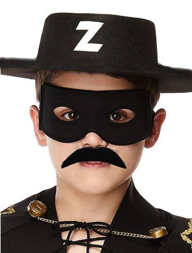 Siyah Renk Zorro Şapkası Zorro Maskesi ve Zorro Bıyık Çocuk Boy (4247) - 0