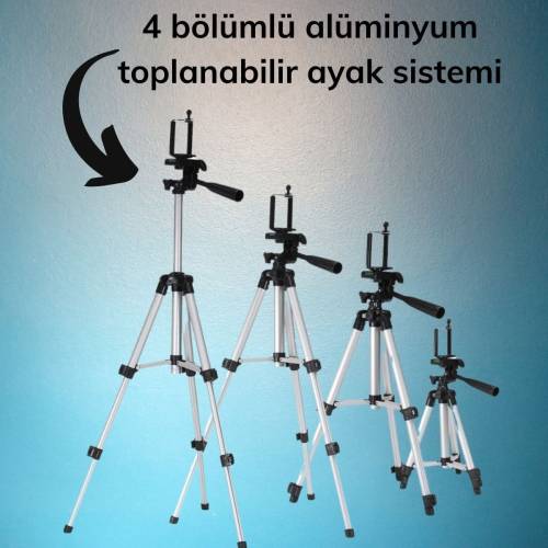 Taşıma Çantalı 130 cm Profesyonel Alüminyum Kamera Tripodu (4247) - 1