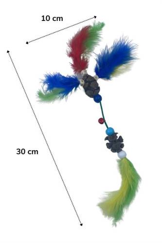 Tüylü Tahta Boncuklu Zilli Kedi Oyuncağı Çok Renkli Kedi Oyuncak (4247) - 3