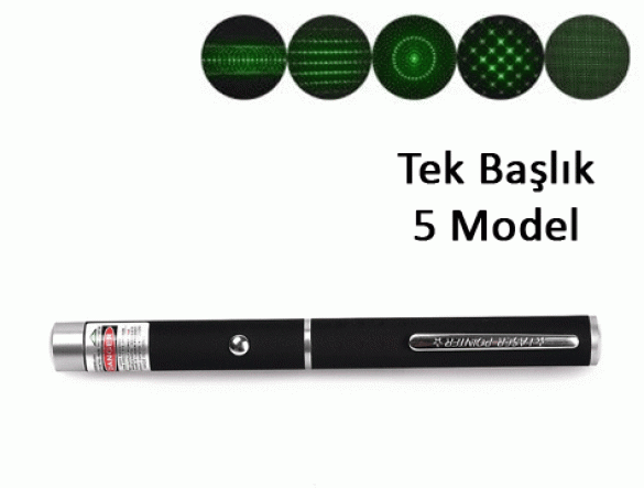 Yeşil Lazer Pointer 500 mW 15 Km Etkili (Tek Başlık 5 Model) (4247) - 1