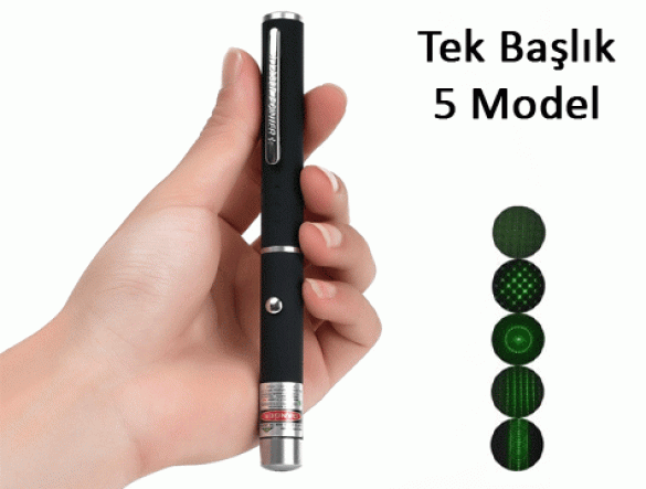 Yeşil Lazer Pointer 500 mW 15 Km Etkili (Tek Başlık 5 Model) (4247) - 3